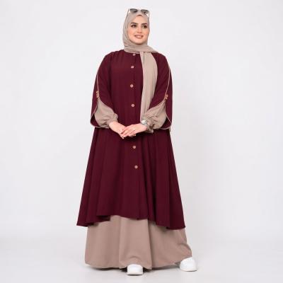 Abaya de Dos Piezas Combinada Elegancia Contemporánea y Confort Diario
