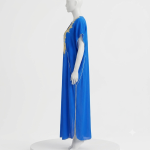 Kandoura Tradicional Marroquí Azul Royal con Bordado Dorado