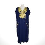 Kandoura Tradicional Marroquí Azul Royal con Bordado Dorado