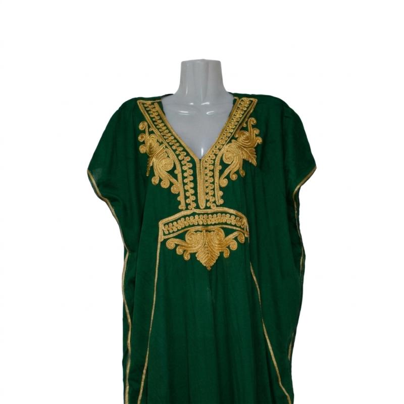 Kandoura Tradicional Marroquí Azul Royal con Bordado Dorado